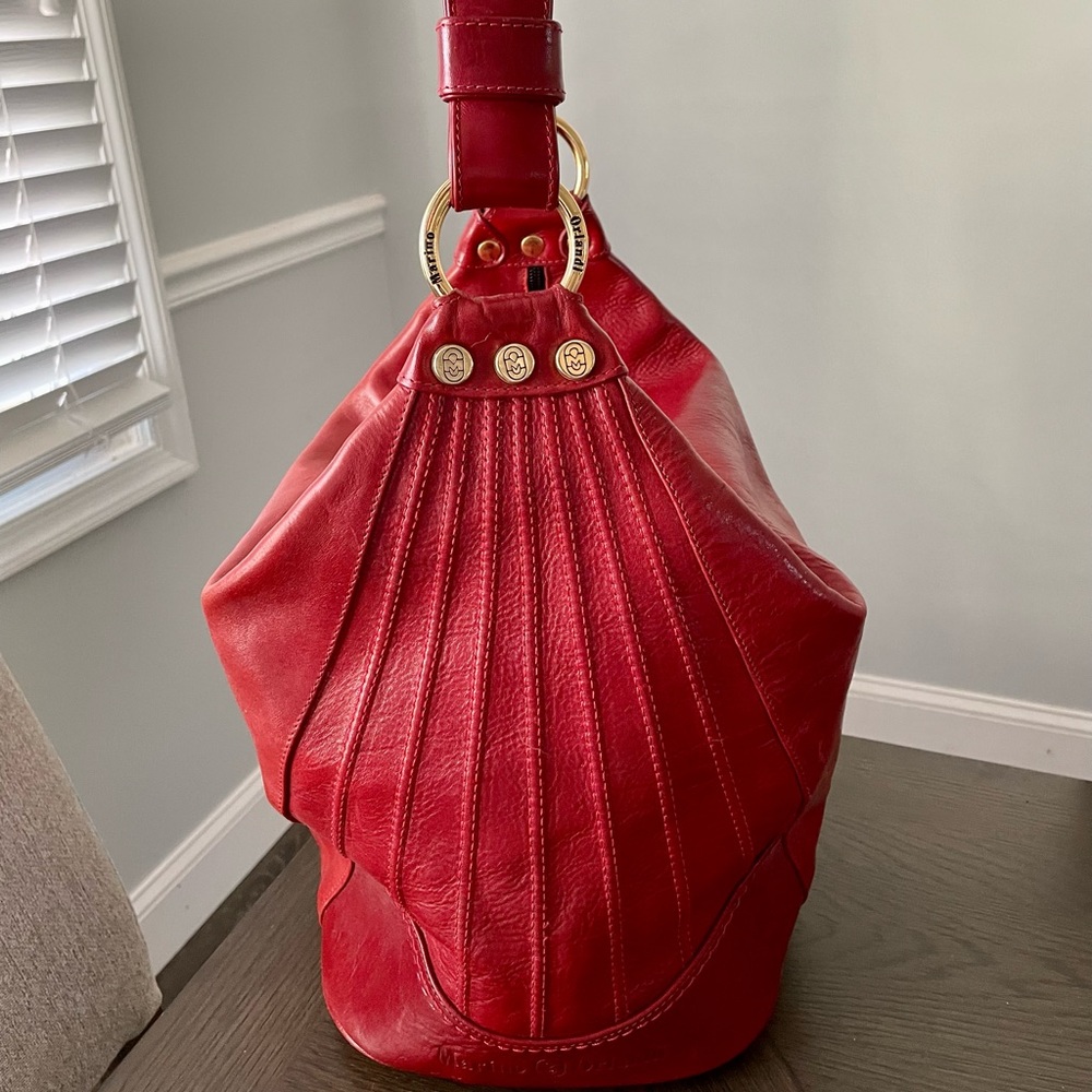 Marino Orlandi red leather bucket style